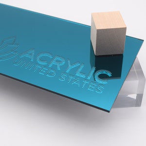 Acrylic Sheet 1/8" Teal Mirror #2120 - Plexiglass Plastic Acrylic sheet (DIY, Craft, Glowforge, Laser Cutting, CNC,...)