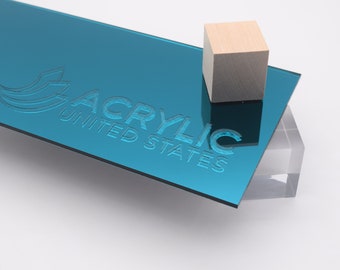 Acrylic Sheet 1/8" Teal Mirror #2120 - Plexiglass Plastic Acrylic sheet (DIY, Craft, Glowforge, Laser Cutting, CNC,...)