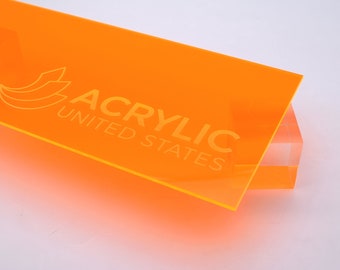 Acrylic Sheet 1/8" Orange Fluorescent #9096 - Plexiglass Plastic Acrylic sheet (DIY, Craft, Glowforge, Laser Cutting, CNC,...)