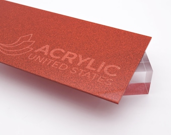 Acrylic Sheet 1/8" Red Glitter Two-Sided - Plexiglass Plastic Acrylic sheet (DIY, Craft, Glowforge, Laser Cutting, CNC,...)