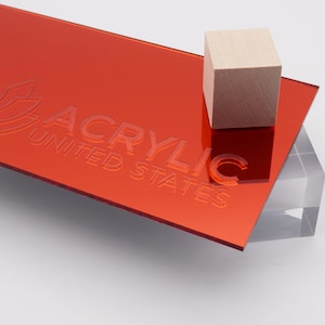 Acrylic Sheet 1/8&quot; Red Mirror #1310 - Plexiglass Plastic Acrylic sheet (DIY, Craft, Glowforge, Laser Cutting, CNC,...)