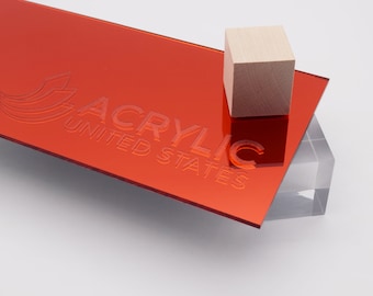 Acrylic Sheet 1/8" Red Mirror #1310 - Plexiglass Plastic Acrylic sheet (DIY, Craft, Glowforge, Laser Cutting, CNC,...)