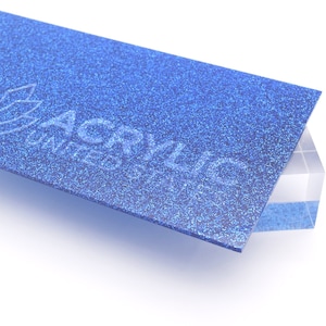 Acrylic Sheet 1/8&quot; Blue Glitter Two-Sided - Plexiglass Plastic Acrylic sheet (DIY, Craft, Glowforge, Laser Cutting, CNC,...)