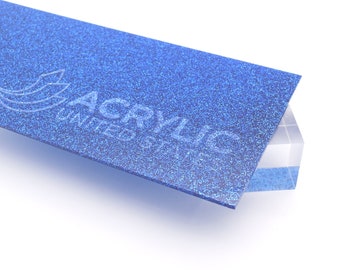 Acrylic Sheet 1/8" Blue Glitter Two-Sided - Plexiglass Plastic Acrylic sheet (DIY, Craft, Glowforge, Laser Cutting, CNC,...)