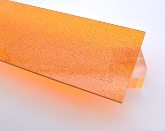 Acrylic Sheet 1/8" Sparkle Amber Transparent - Plexiglass Plastic Acrylic sheet (DIY, Craft, Glowforge, Laser Cutting, CNC,...)