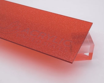 1/8" Sparkle Red Transparent Acrylic Sheet - Plexiglass Plastic Acrylic sheet (DIY, Craft, Glowforge, Laser Cutting, CNC,...)