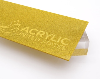 Acrylic Sheet 1/8" Gold Glitter Two-Sided - Plexiglass Plastic Acrylic sheet (DIY, Craft, Glowforge, Laser Cutting, CNC,...)