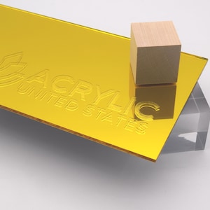 Acrylic Sheet 1/8&quot; Yellow Mirror #1200 - Plexiglass Plastic Acrylic sheet (DIY, Craft, Glowforge, Laser Cutting, CNC,...)