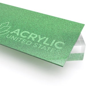 Acrylic Sheet 1/8&quot; Green Glitter Two-Sided - Plexiglass Plastic Acrylic sheet (DIY, Craft, Glowforge, Laser Cutting, CNC,...)