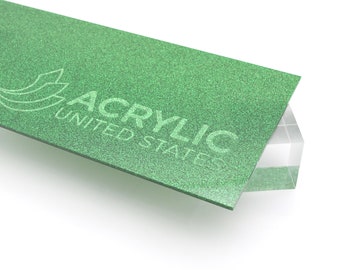 Acrylic Sheet 1/8" Green Glitter Two-Sided - Plexiglass Plastic Acrylic sheet (DIY, Craft, Glowforge, Laser Cutting, CNC,...)