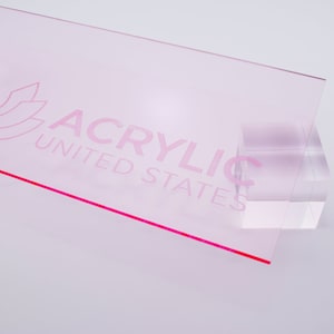 Acrylic Sheet 1/8&quot; Clear Glass effect #3050 (Pink Edge) - Plexiglass Plastic Acrylic sheet (DIY, Craft, Glowforge, Laser Cutting, CNC,...)