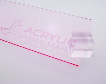 1/8" Clear Glass effect #3050 Acrylic Sheet (Pink Edge) - Plexiglass Plastic Acrylic sheet (DIY, Craft, Glowforge, Laser Cutting, CNC,...)