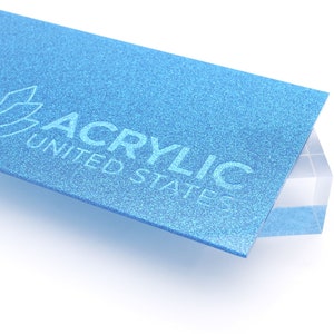 Acrylic Sheet 1/8" Light Blue Glitter Two-Sided - Plexiglass Plastic Acrylic sheet (DIY, Craft, Glowforge, Laser Cutting, CNC,...)