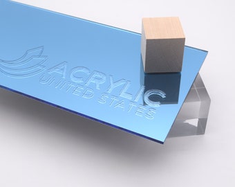 Acrylic Sheet 1/8" Light Blue Mirror #1000 - Plexiglass Plastic Acrylic sheet (DIY, Craft, Glowforge, Laser Cutting, CNC,...)