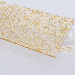 Acrylic Sheet 1/8&quot; Holographic Gold Flakes - Plexiglass Plastic Acrylic sheet (DIY, Craft, Glowforge, Laser Cutting, CNC,...)