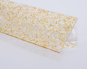 Acrylic Sheet 1/8" Holographic Gold Flakes - Plexiglass Plastic Acrylic sheet (DIY, Craft, Glowforge, Laser Cutting, CNC,...)