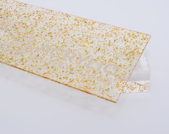 1/8" Holographic Gold Flakes Acrylic Sheet - Plexiglass Plastic Acrylic sheet (DIY, Craft, Glowforge, Laser Cutting, CNC,...)