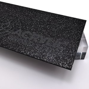 1/8&quot; Black Glitter Two-Sided Acrylic Sheet - Plexiglass Plastic Acrylic sheet (DIY, Craft, Glowforge, Laser Cutting, CNC,...)