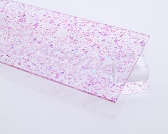 1/8" Holographic Pink Flakes Acrylic Sheet - Plexiglass Plastic Acrylic sheet (DIY, Craft, Glowforge, Laser Cutting, CNC,...)