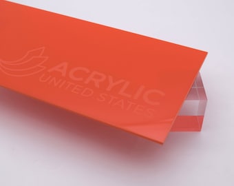 Feuille acrylique 1/8" rouge/orange translucide #2662 - Feuille acrylique plastique plexiglas (bricolage, création artistique, Glowforge, découpe laser, CNC,...)