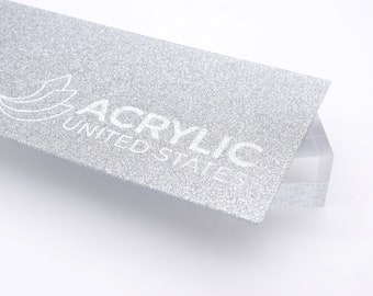 Acrylic Sheet 1/8" Silver Glitter Two-Sided - Plexiglass Plastic Acrylic sheet (DIY, Craft, Glowforge, Laser Cutting, CNC,...)