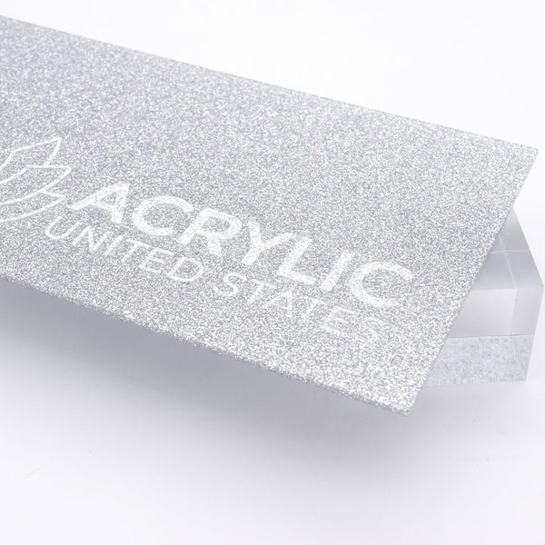 Acrylic Sheet 1/8" Silver Glitter Two-Sided - Plexiglass Plastic Acrylic sheet (DIY, Craft, Glowforge, Laser Cutting, CNC,...)