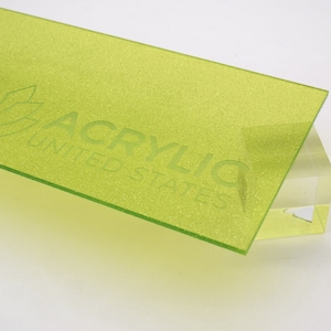 Acrylic Sheet 1/8&quot; Sparkle Green Transparent - Plexiglass Plastic Acrylic sheet (DIY, Craft, Glowforge, Laser Cutting, CNC,...)