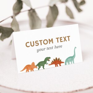 Editable Dinosaur Birthday Party Food Label Template, Printable Dinosaur Birthday Tent Card, Trex Triceratops Stegosaurus, DIGITAL DOWNLOAD