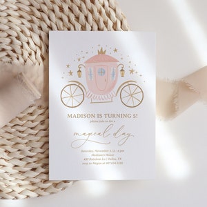 Princess Birthday Invitation, Magical Day Princess Carriage Birthday Party Invite, Printable Invitation, Editable Invitation Template