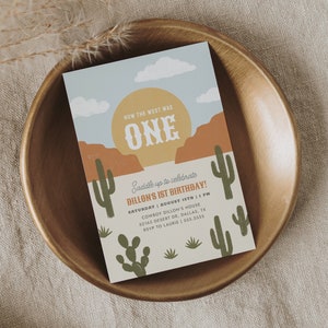 How the West Was One Birthday Party Invitation, Editable Cowboy Wild West Birthday Party Invite, DIGITAL DOWNLOAD