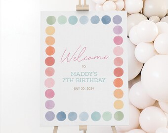 Art Birthday Welcome Sign Template, Editable Painting Birthday Party Printable Welcome Sign, DIGITAL DOWNLOAD