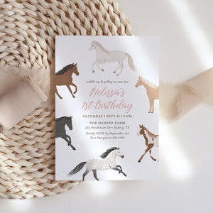 Editable Horse Birthday Invitation, Cowgirl Horse Birthday Party Invite, Equestrian Birthday Invitation Template