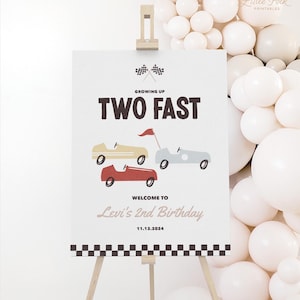 Bearbeitbares Two Fast Birthday Party Willkommensschild, druckbare Rennwagen-Geburtstags-Willkommensschild-Vorlage, DIGITALER DOWNLOAD