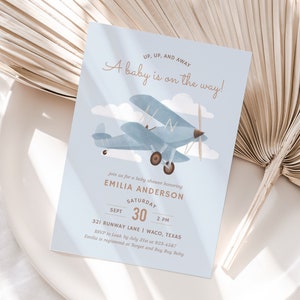Airplane Baby Shower Invitations Etsy