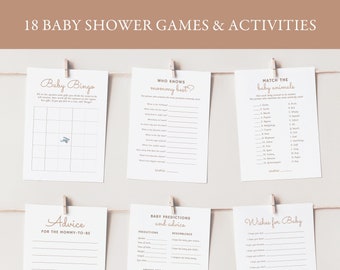 Editable Airplane Baby Shower Games, Printable Baby Shower Games Bundle, Baby Shower Activities, DIGITAL DOWNLOAD