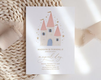 Princess Birthday Invitation, Magical Day Princess Castle Birthday Party Invite, Printable Invitation, Editable Invitation Template