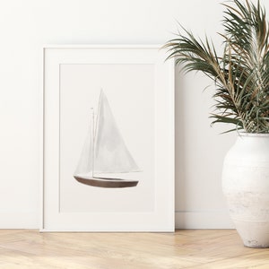 Segelboot Print, Aquarell Segelboot Poster, Segelboot Poster zum Drucken, Strand Dekor, Strand Geschenk, DIGITALER DOWNLOAD