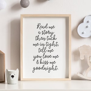 Read Me a Story Tuck Me In Tight Nursery Print, Printable Quote Wall Art, Neutral Nursery Decor, Nursery Sign, DIGITAL DOWNLOAD