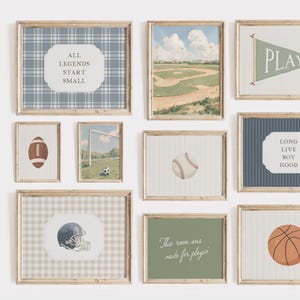 Vintage Sports Wall Art, Baseball Nursery Prints, Sports Boys Room Decor, Kids Football Wall Art (Digital Download)