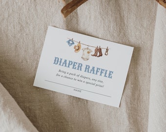 Cowboy Baby Shower Diaper Raffle Ticket Template, Printable Western Baby Shower Diaper Raffle Card, DIGITAL DOWNLOAD