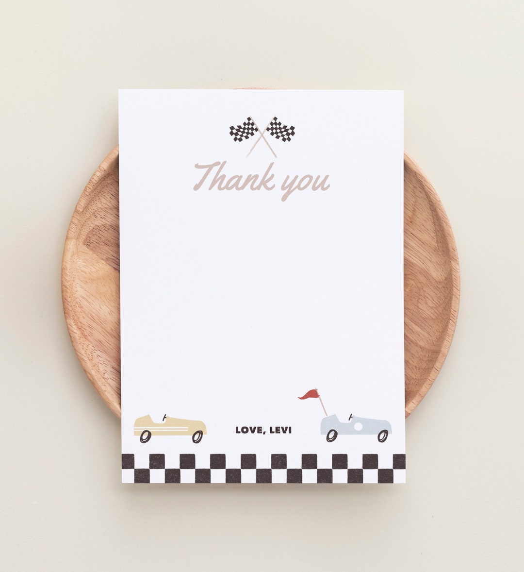 Editable Race Car Birthday Party Thank You Card Template, Printable ...