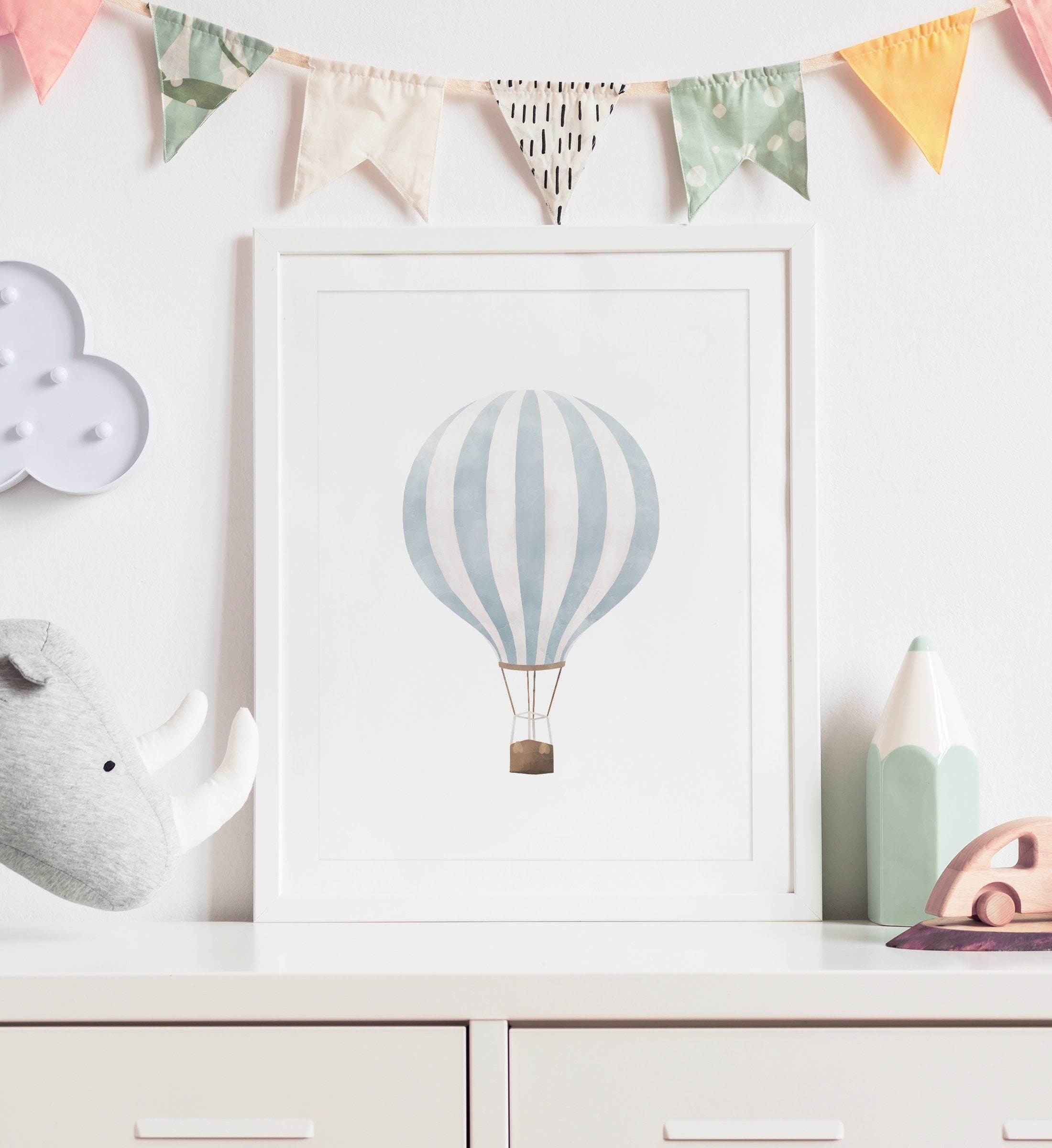 Blue Hot Air Balloon Print Vintage Travel Wall Art Printable - Etsy
