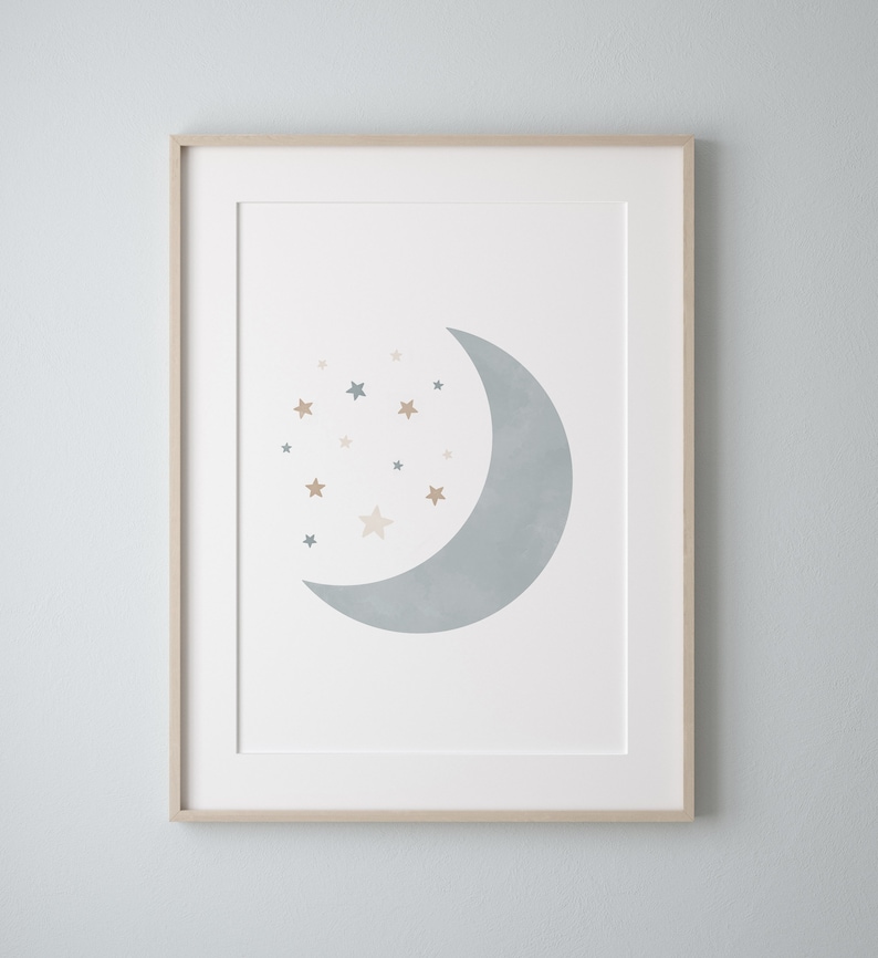 Neutral Cloud Moon and Sun Set of 3 Prints, Boy Nursery Decor, PRINTABLE Wall Art, Boho Kids Room Decor, DIGITAL DOWNLOAD image 8