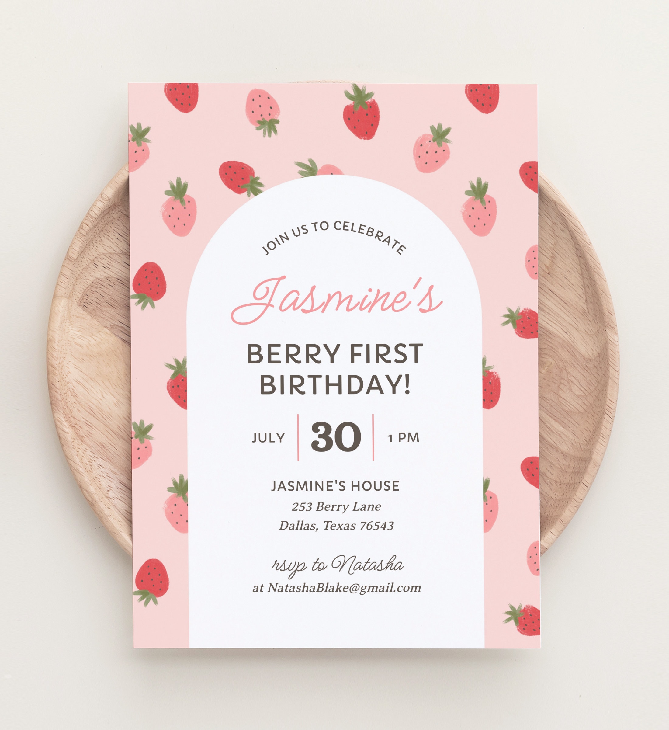 Editable Strawberry 1st Birthday Party Invitation, Berry First Birthday  Party Invite Template, DIGITAL DOWNLOAD - Etsy, image size:2200x2400