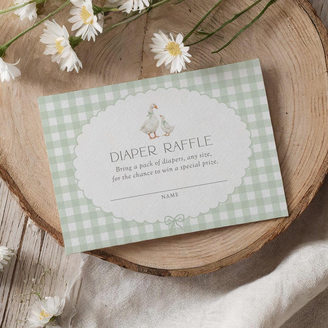 Silly Goose Baby Shower Diaper Raffle Ticket Template, Printable Sage ...
