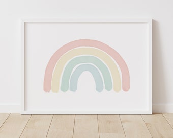 Pastel Rainbow Print, Rainbow Nursery Decor, Printable Rainbow Wall Art, Girls Room Decor, Kids Room Decor, DIGITAL DOWNLOAD