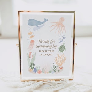 Under the Sea Birthday Party Favors Sign, Printable Ocean Animals Birthday Table Sign Decor, Please Take a Favor, DIGITAL DOWNLOAD