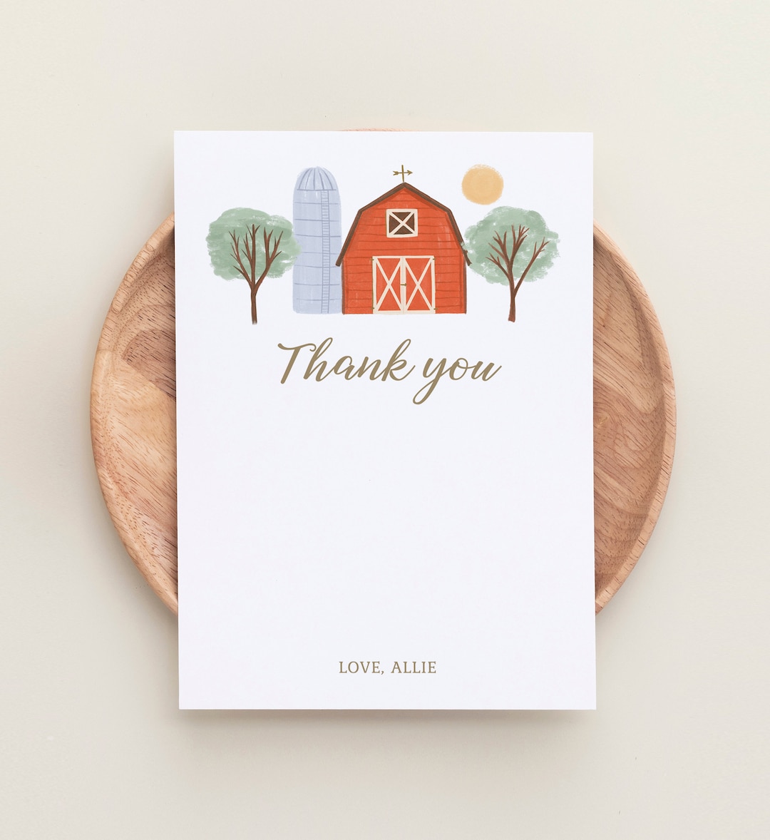 Editable Farm Birthday Party Thank You Card Template, Printable ...