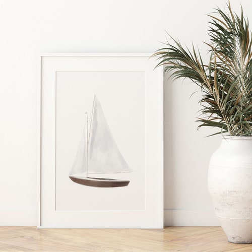 Sailboat Print Nursery Wall Art Nautical Art Print Boat - Etsy