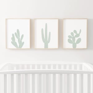 Mintgrüner Kaktus Prints 3er Set, Boho Kaktus Prints, Wandbild für Mädchen, Kinderzimmer Dekor, DIGITAL DOWNLOAD